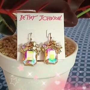 Betsey Johnson Vibrant Crystal Earrings 4 Pairs